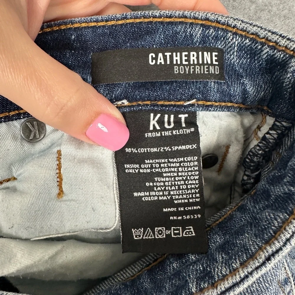 KUT From The Kloth Jeans Womens 4 Catherine Boyfriend Mid Rise Distressed‎ Blue - Picture 11 of 16